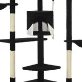 Cat Tree with Sisal Scratching Posts 203 cm Black and White 170530