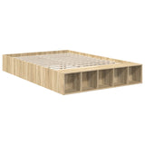 Bed Frame with Shelf Sonoma Oak 140 x 190 cm Engineered Wood 3408363