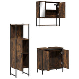 3 Piece Bathroom Furniture Set Smoked Oak Engineered Wood 3214702