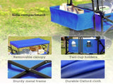 Folding Trolley Cart Storage Wagon Beach Trailer 4 Wheels with Handle Overhead Canopy Cart Push Pull T3398P377649
