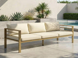 Garden Bench with Cushions, 3-Seater Sofa with Backrest, Armrest and Back Cushions, 185 x 66 x 64cm, T3398P555171