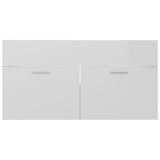 ZNTS 2 Piece Bathroom Furniture Set High Gloss White Engineered Wood 804806