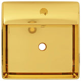Wash Basin with Overflow 41x41x15 cm Ceramic Gold 143478
