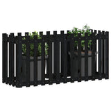Garden Raised Bed with Fence Design Black 150x50x70 cm Solid Wood Pine 832499