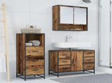 Bathroom Furniture Set with Door 3 pcs Old Wood Engineered Wood 3402494