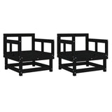 Garden Chairs 2 pcs Black Solid Wood Pine 825391