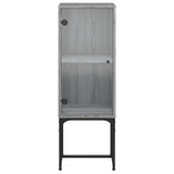 Side Cabinet with Glass Doors Grey Sonoma 35x37x100 cm 836558