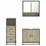 ZNTS 3 Piece Bathroom Furniture Set Sonoma Oak Engineered Wood 3301036