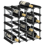 Wine Rack for 20 Bottles Black Solid Pine Wood 325914