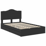 Storage Bed with Headboard Black 135 x 190 cm Engineered Wood 3413514