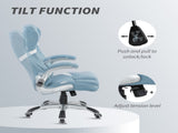 Linen-Look Office Chair, with Adjustable Height and Tension - Blue T3398P377459