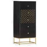 Drawer Cabinet Black and Gold 45x30x105 cm Solid Mango Wood 286513
