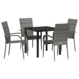 Garden Dining Set 5 pcs Grey Powder-Coated Steel 3379409