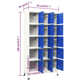 Locker Cabinet Grey and Blue 90x40x180 cm Steel 339826