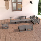9 Piece Garden Lounge Set Grey Solid Pinewood 3075636