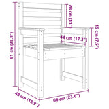 Garden Chairs 2 pcs 60x48x91 cm Solid Wood Pine 824053