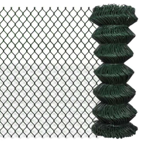 ZNTS Chain Link Fence Steel 1x15 m Green 140344