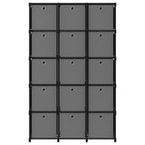 15-Cube Display Shelf with Boxes Black 103x30x175.5 cm Fabric 322619