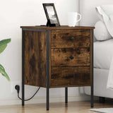 Bedside Cabinet with Drawer 2 pcs Smoked Oak 42 x 41 x 61 cm 859485