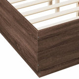 Bed Frame with LED without Mattress Brown Oak 135x190 cm Double 3209652