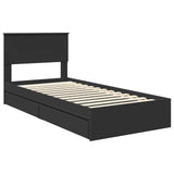 Storage Bed with Headboard Black 75 x 190 cm Engineered Wood 3408509