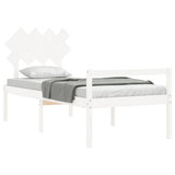 Senior Bed without Mattress White Single Solid Wood 3195512