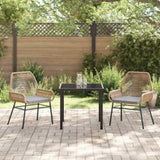 Garden Dining Set with Cushion 3 pcs Brown Poly Rattan 3380876