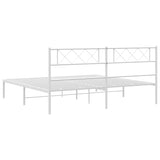 Metal Bed Frame without Mattress with Headboard White 183x213cm 372331