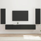 TV Wall Cabinet Set 4 pcs Black Engineered Wood 3408926