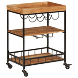 Bar Cart 60x40x80 cm Solid Wood Acacia and Iron 372753