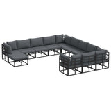 Garden Sofa Set 12 pcs Black Aluminium 3378942