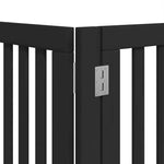 Dog Gate with Door Foldable 9 Panels Black 450 cm Poplar Wood 3155653