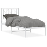 ZNTS Metal Bed Frame without Mattress with Headboard White 75x190cm 374476