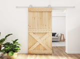 Sliding Door Natural and White 80 x 210 cm Solid Pine Wood 3445039