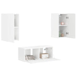 TV Cabinet Set 2 pcs High Gloss White Engineered Wood 3408965
