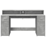 Desk with LED Lights Concrete Grey 160x55x91 cm Engineered Wood 3309432