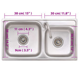 Camping Sink Double Basins with Tap Stainless Steel 151211