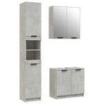 ZNTS 3 Piece Bathroom Cabinet Set Concrete Grey Engineered Wood 3115879
