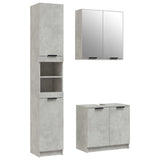 ZNTS 3 Piece Bathroom Cabinet Set Concrete Grey Engineered Wood 3115879