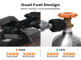 Portable Petrol Generator Inverter Dual Fuel LPG 3500W Camping Electric Start 63623476