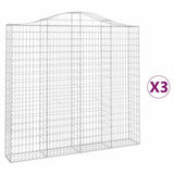 Arched Gabion Baskets 3 pcs 200x30x180/200 cm Galvanised Iron 3145515