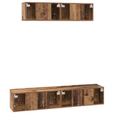 TV Cabinet Set Wall-mounted 4 pcs Old Wood Engineered Wood 3393360