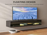 Floating TV Unit, Wall Mounted TV Cabinet for TVs up to 65", High Gloss Media Wall Unit with LED T3398P328293