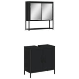 2 Piece Bathroom Furniture Set Black Engineered Wood 3214660