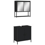 ZNTS 2 Piece Bathroom Furniture Set Black Engineered Wood 3214660