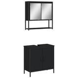 ZNTS 2 Piece Bathroom Furniture Set Black Engineered Wood 3214660
