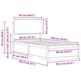 Bed Frame with Upholstered Headboard Light Grey 90 x 190 cm 877668