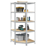 Corner Shelf with Shelf Silver 90 x 90 x 198 cm Engineered Wood 42002772