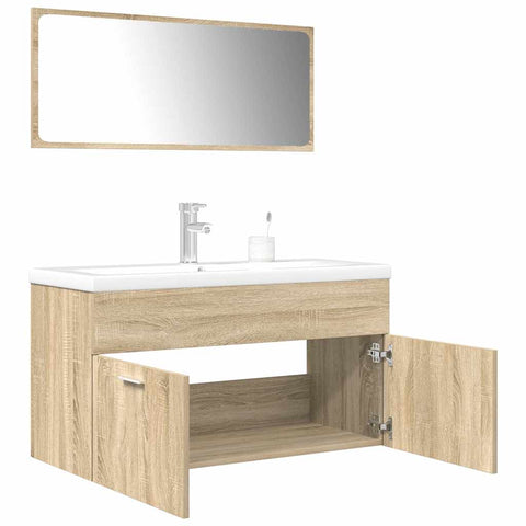 ZNTS 3 Piece Bathroom Furniture Set Sonoma Oak Engineered Wood 3325019