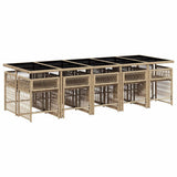 11 Piece Garden Dining Set with Cushions Beige Poly Rattan 3211654